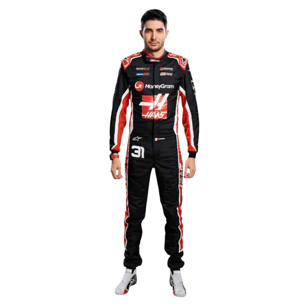 Discover Esteban Ocon's exclusive MoneyGram Haas 2025 F1 team race suit. Explore the design, features, and what makes it a standout in motorsport fashion.