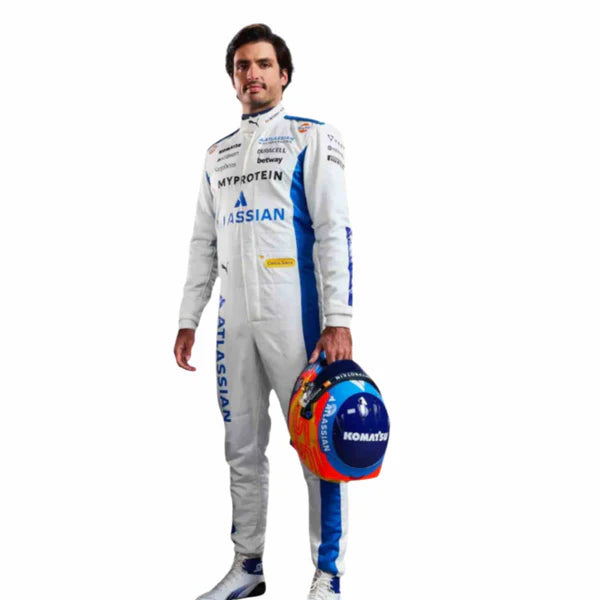 Discover the exclusive details of Carlos Sainz's 2025 F1 race suit, featuring cutting-edge design and technology that enhances performance on the track